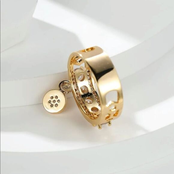 18K YELLOW PLATED OVER STERLING SILVER DIAMOND CHARM RING - Picture 3 of 7